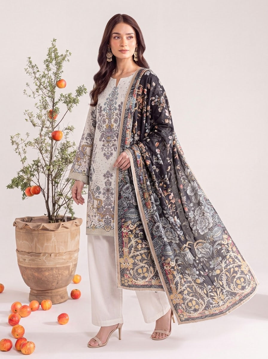 Sana Safinaz 3 Piece Unstitched Linen Suit – Digital Print Collection