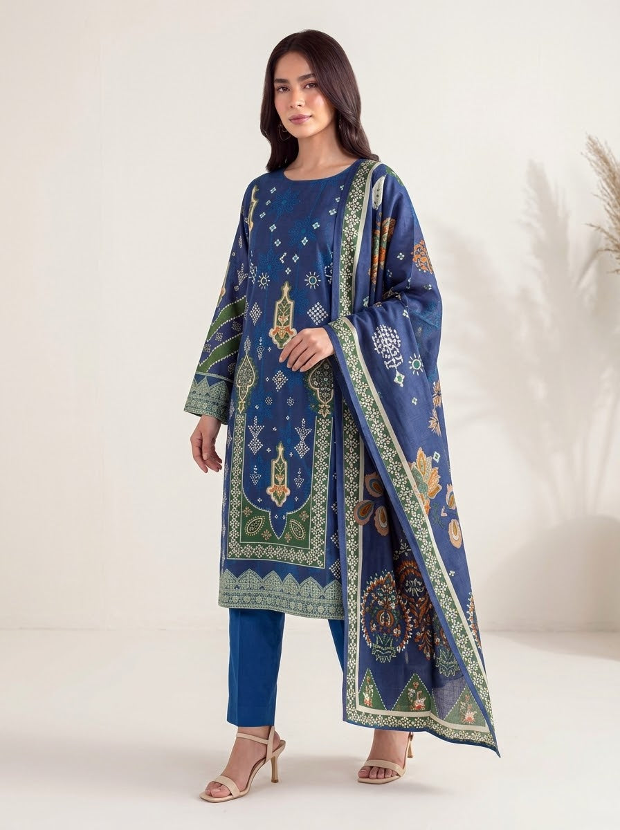 Sana Safinaz 3 Piece Unstitched Linen Suit – Digital Print Collection