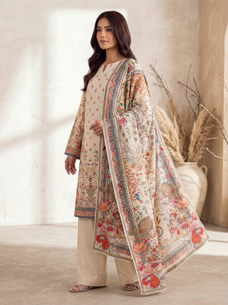 Sana Safinaz 3 Piece Unstitched Linen Suit – Digital Print Collection