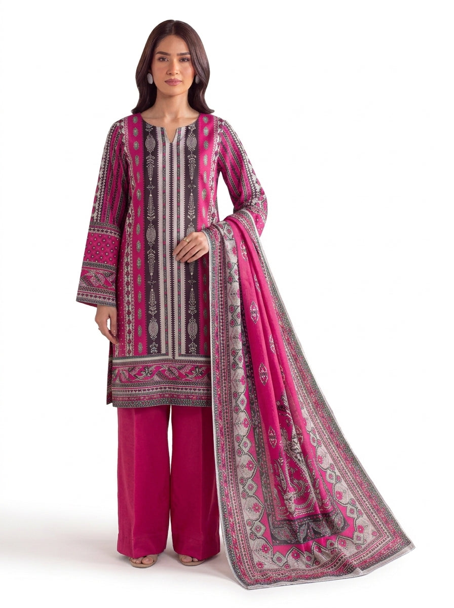 Sana Safinaz 3 Piece Unstitched Linen Suit – Digital Print Collection