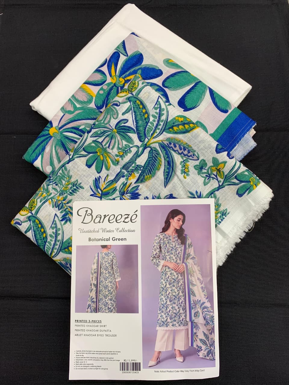 Bareeze Khaddar 3 Piece Unstitched Suit – Printed Collection