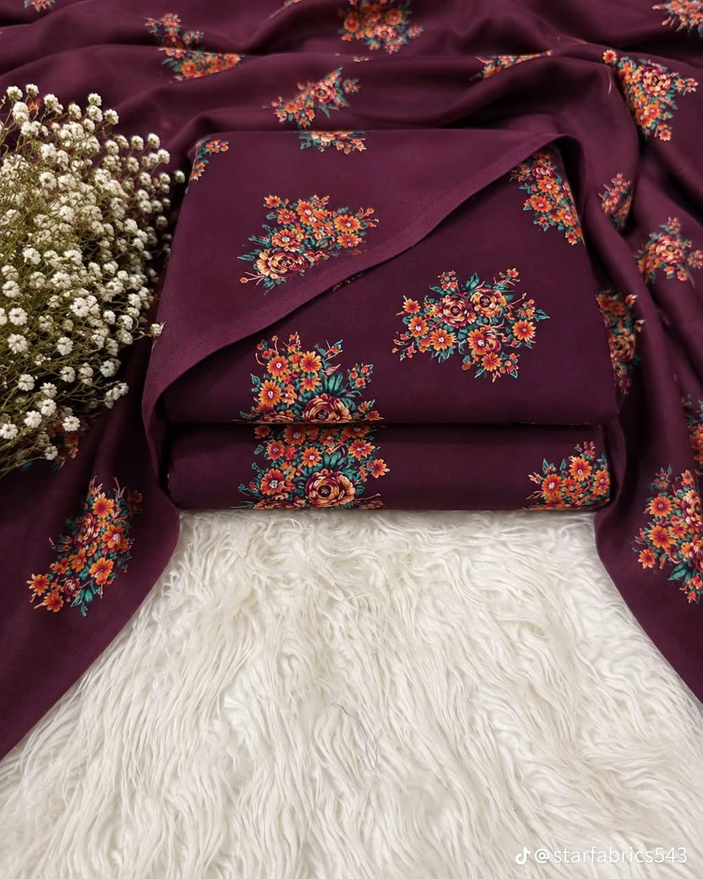 Printed Thai Marina 3 Piece Suit with Wool Shawl