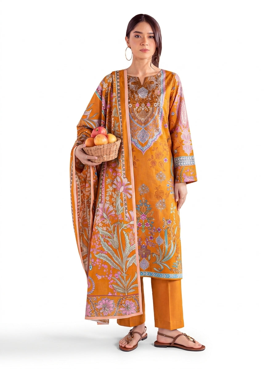 Sana Safinaz 3 Piece Unstitched Linen Suit – Digital Print Collection
