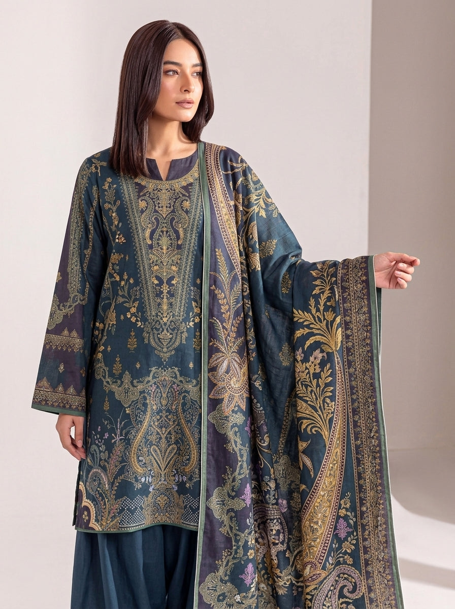 Sana Safinaz 3 Piece Unstitched Linen Suit – Digital Print Collection