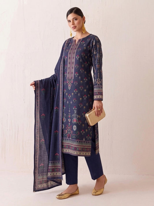 Beechtree 3 Piece Unstitched Dhanak Suit – Digital Print Collection