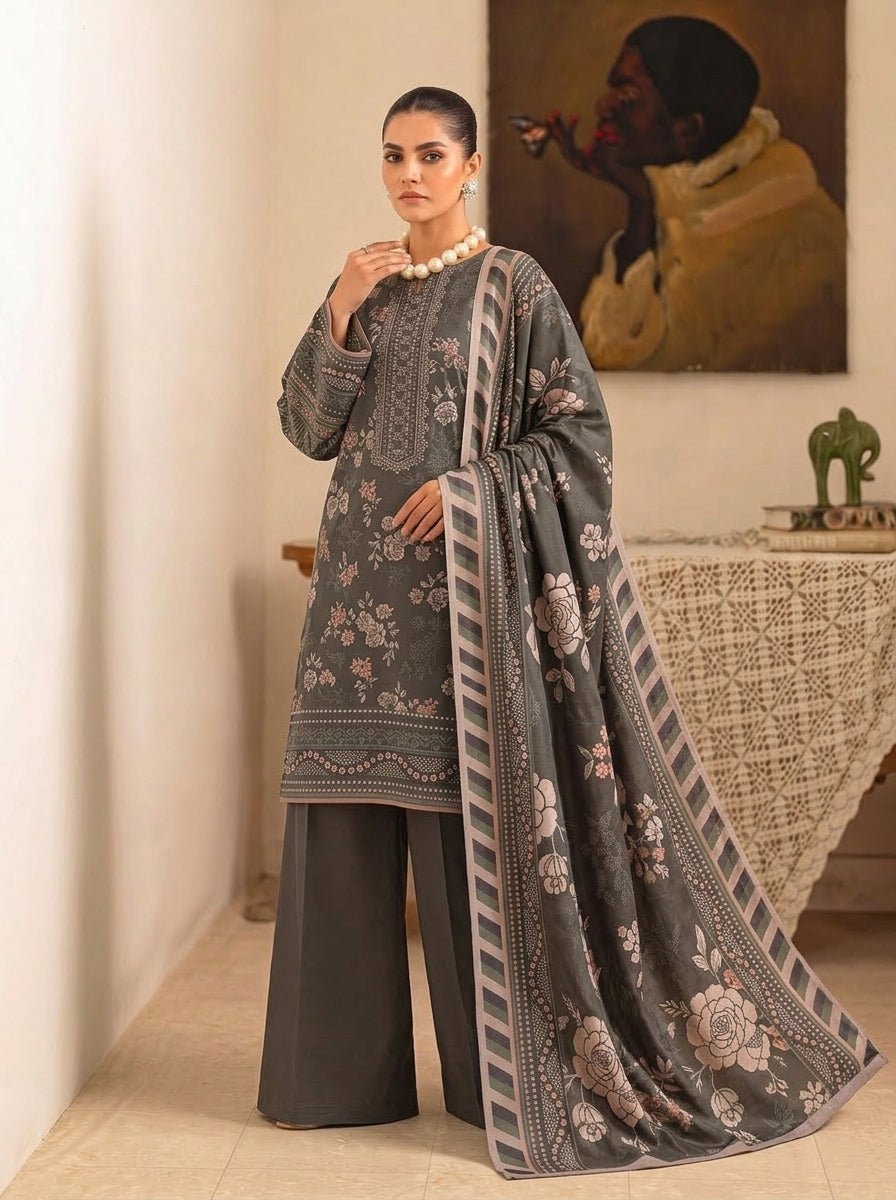 J. 3 Piece Unstitched Dhanak Suit – Digital Print Collection