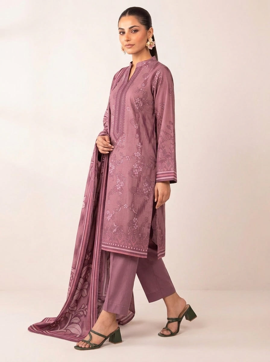 J. 3 Piece Unstitched Dhanak Suit – Digital Print Collection