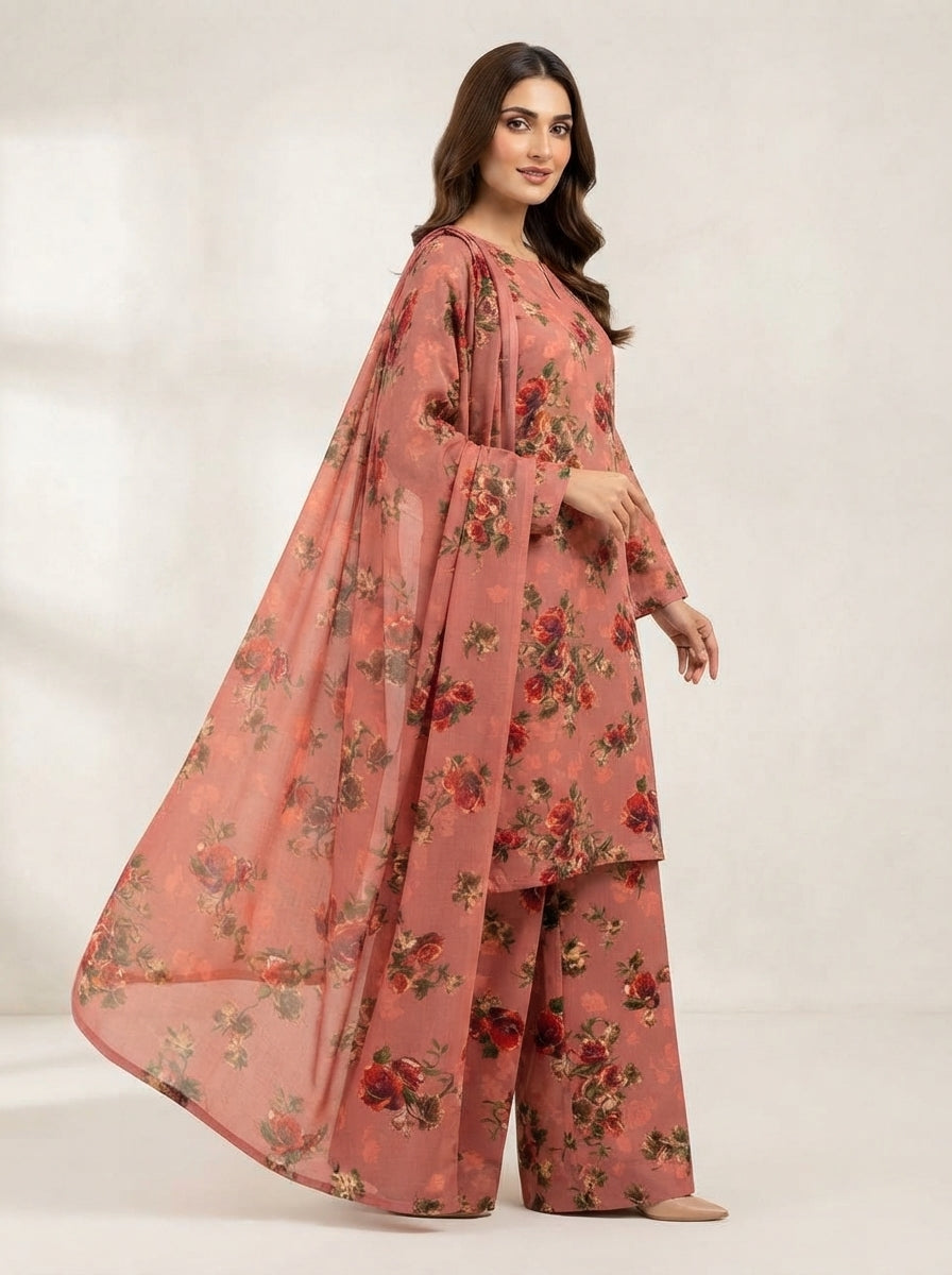 Printed Thai Marina 3 Piece Suit with Wool Shawl