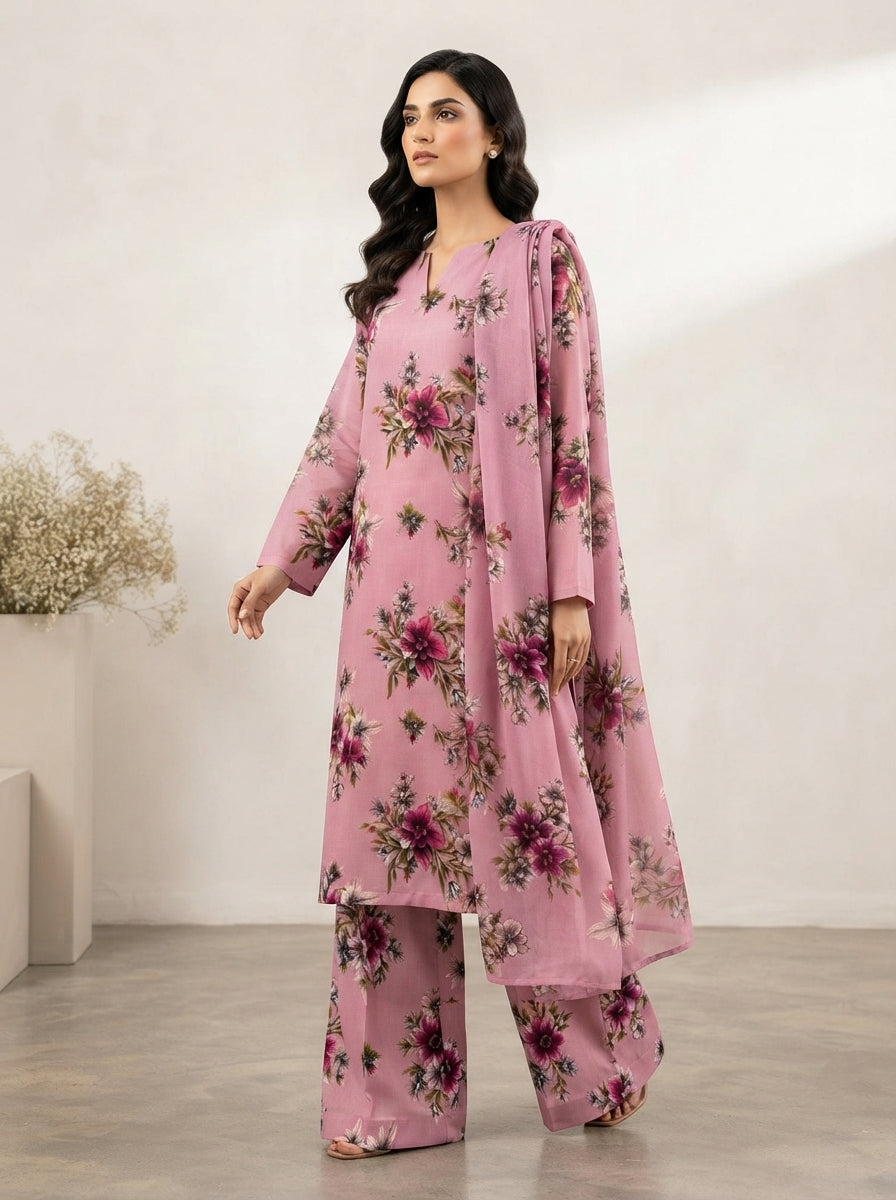 Printed Thai Marina 3 Piece Suit with Wool Shawl