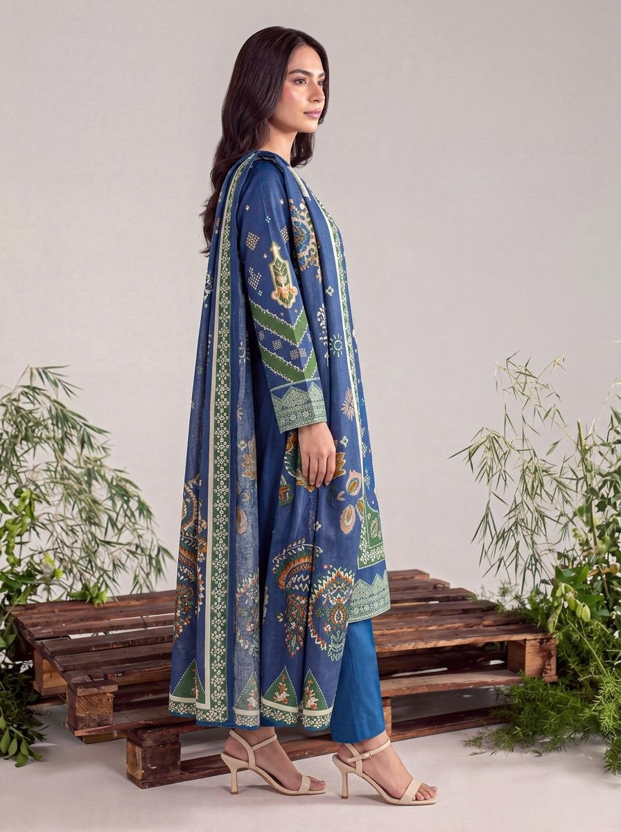 Sana Safinaz 3 Piece Unstitched Linen Suit – Digital Print Collection