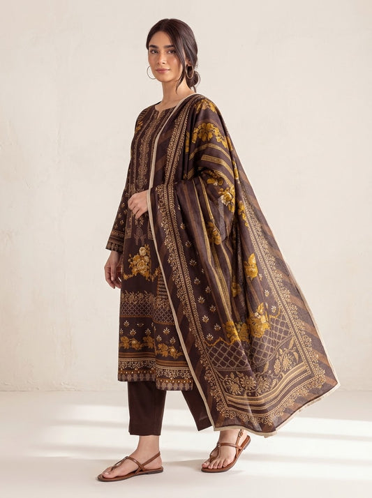 Sana Safinaz 3 Piece Unstitched Linen Suit – Digital Print Collection
