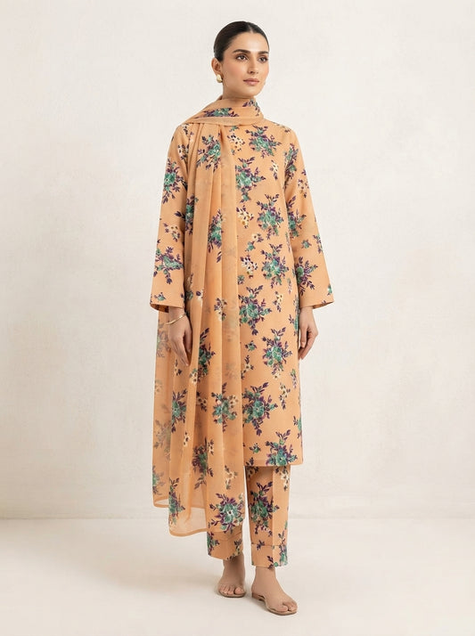 Printed Thai Marina 3 Piece Suit with Wool Shawl