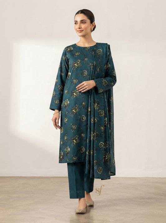 Printed Thai Marina 3 Piece Suit with Wool Shawl