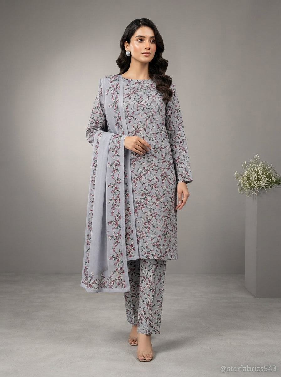 Printed Thai Marina 3 Piece Suit with Wool Shawl