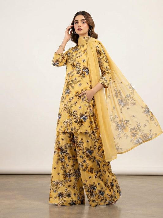 Printed Thai Marina 3 Piece Suit with Wool Shawl