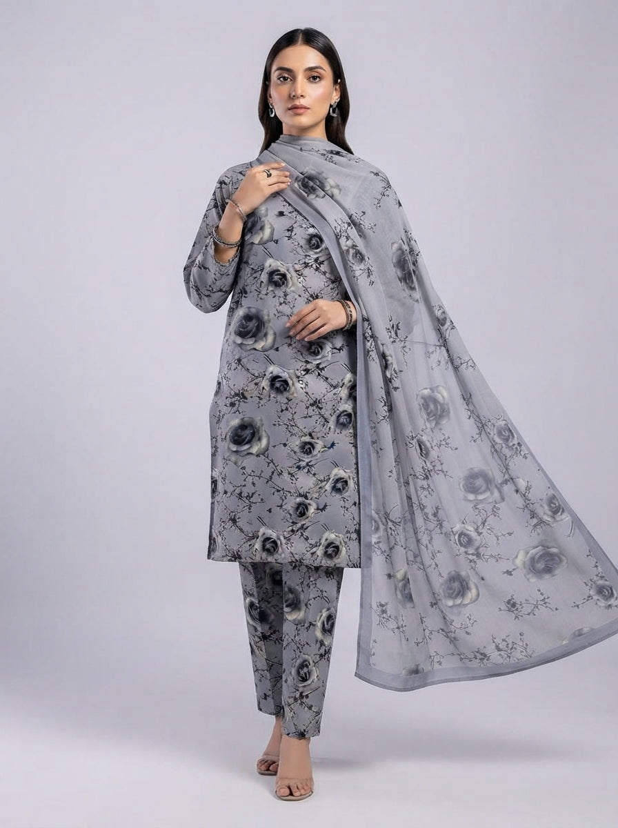 Printed Thai Marina 3 Piece Suit with Wool Shawl