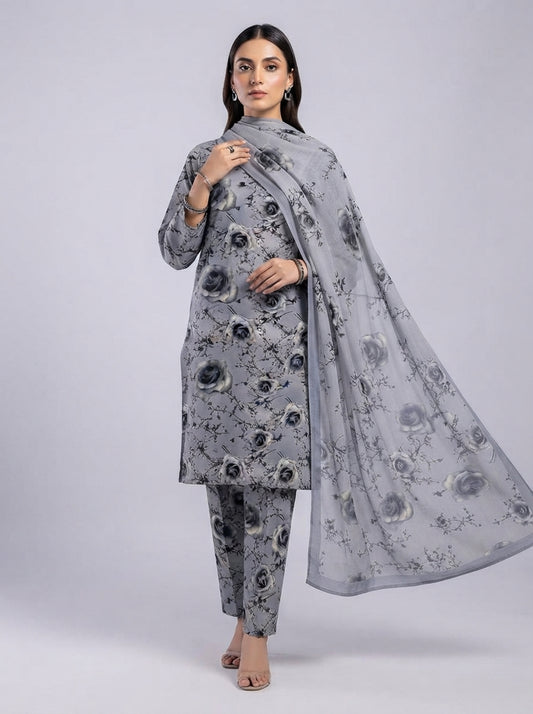 Printed Thai Marina 3 Piece Suit with Wool Shawl