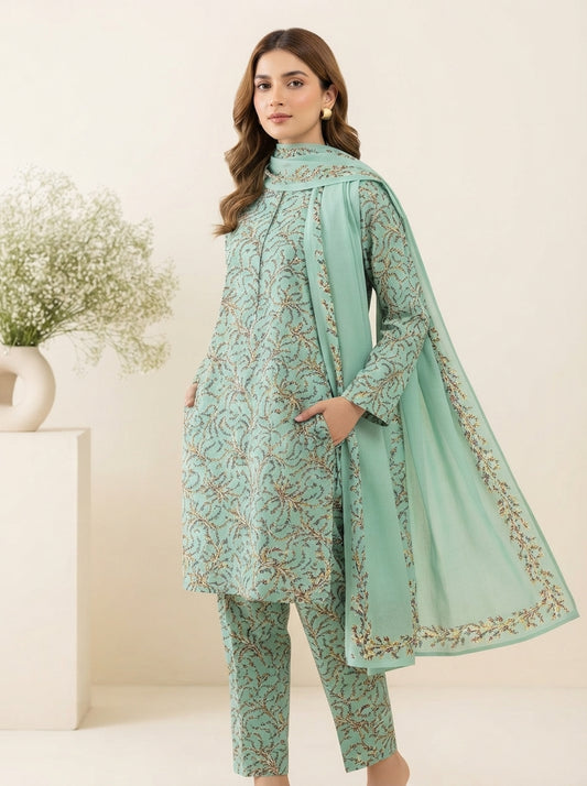 Printed Thai Marina 3 Piece Suit with Wool Shawl