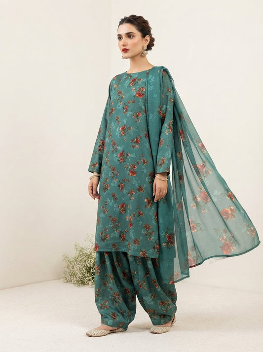 Printed Thai Marina 3 Piece Suit with Wool Shawl