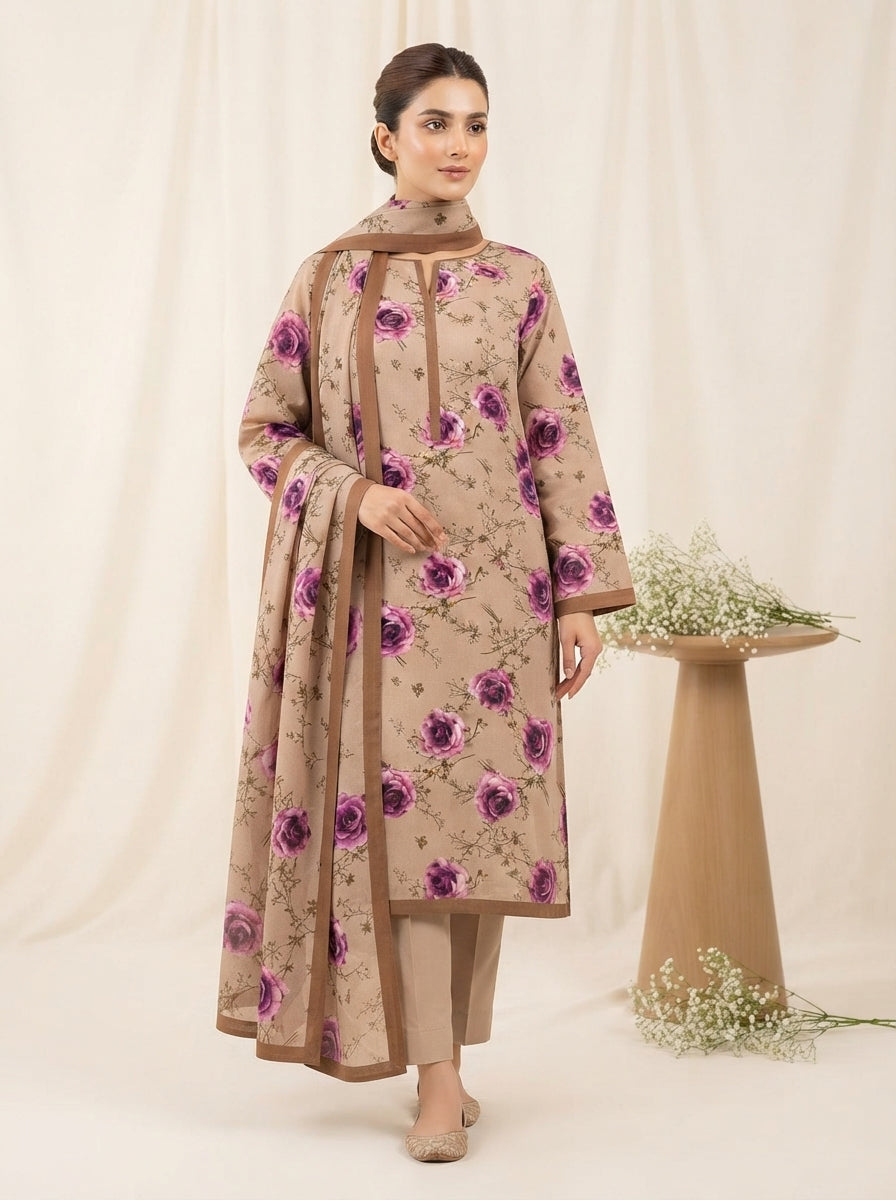 Printed Thai Marina 3 Piece Suit with Wool Shawl