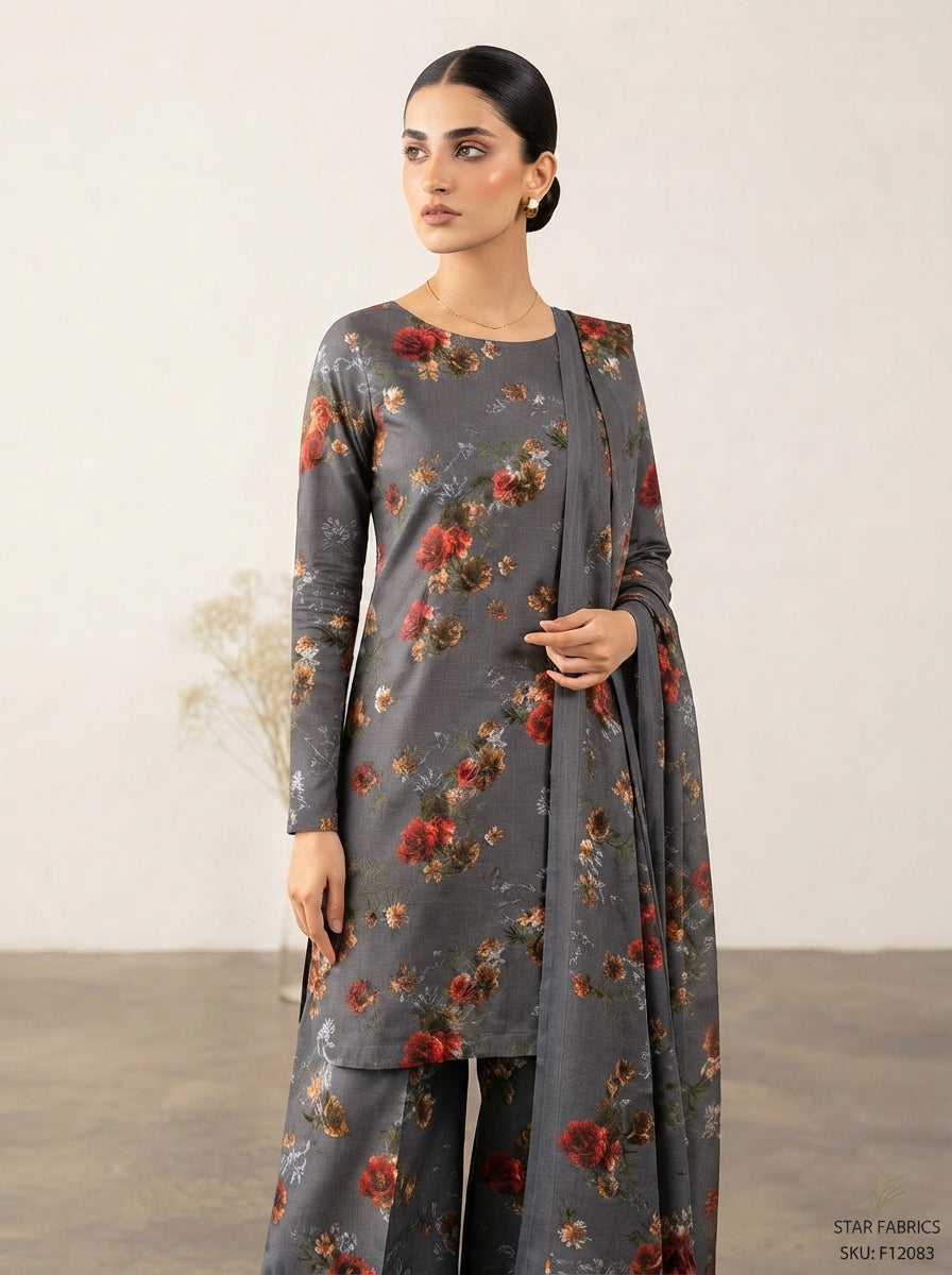 Printed Thai Marina 3 Piece Suit with Wool Shawl