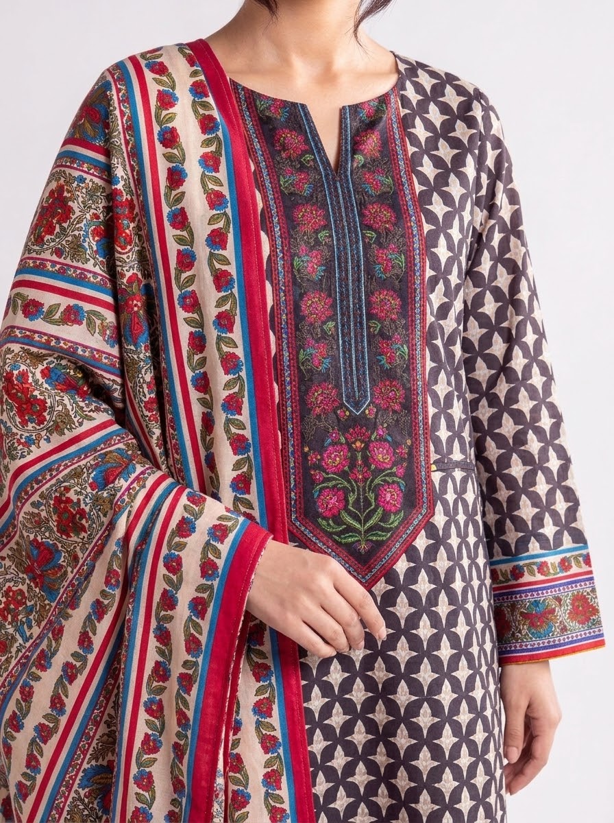 Sana Safinaz 3 Piece Unstitched Linen Suit – Digital Print Collection