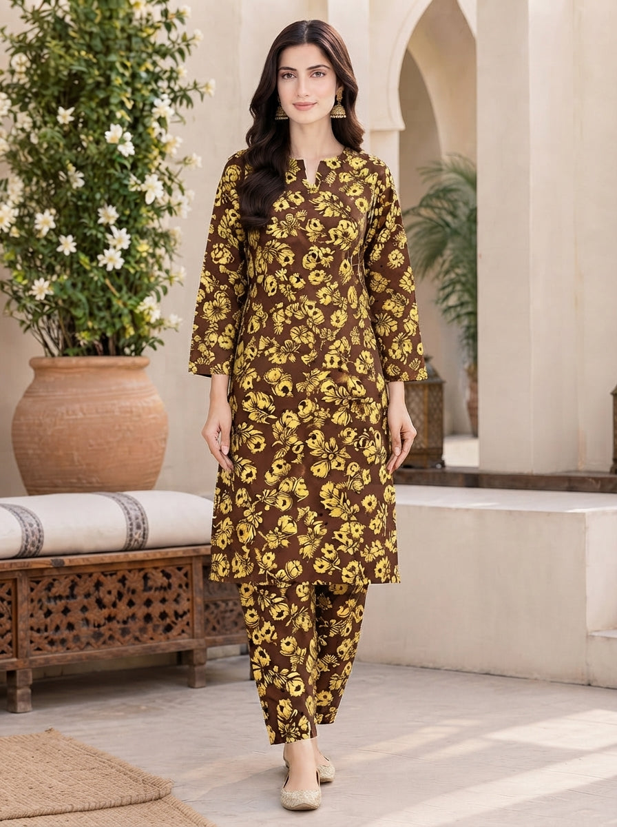 Premium Stone Linen All-Over Printed 2-Piece Suit – Matching Shirt & Trouser