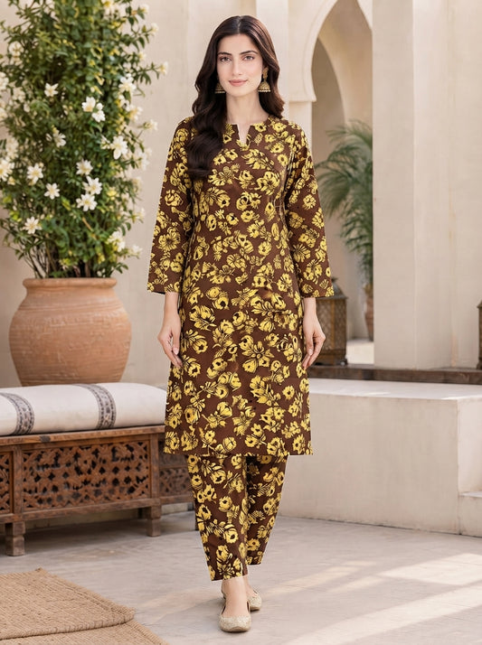 Premium Stone Linen All-Over Printed 2-Piece Suit – Matching Shirt & Trouser