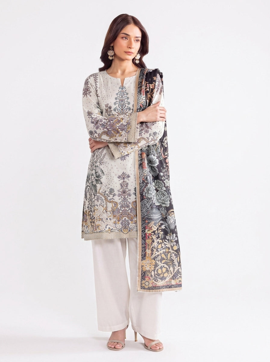 Sana Safinaz 3 Piece Unstitched Linen Suit – Digital Print Collection