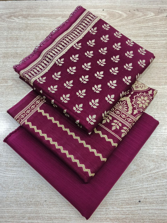 Bin Saeed Khaddar Printed 3 Piece Unstitched Suit