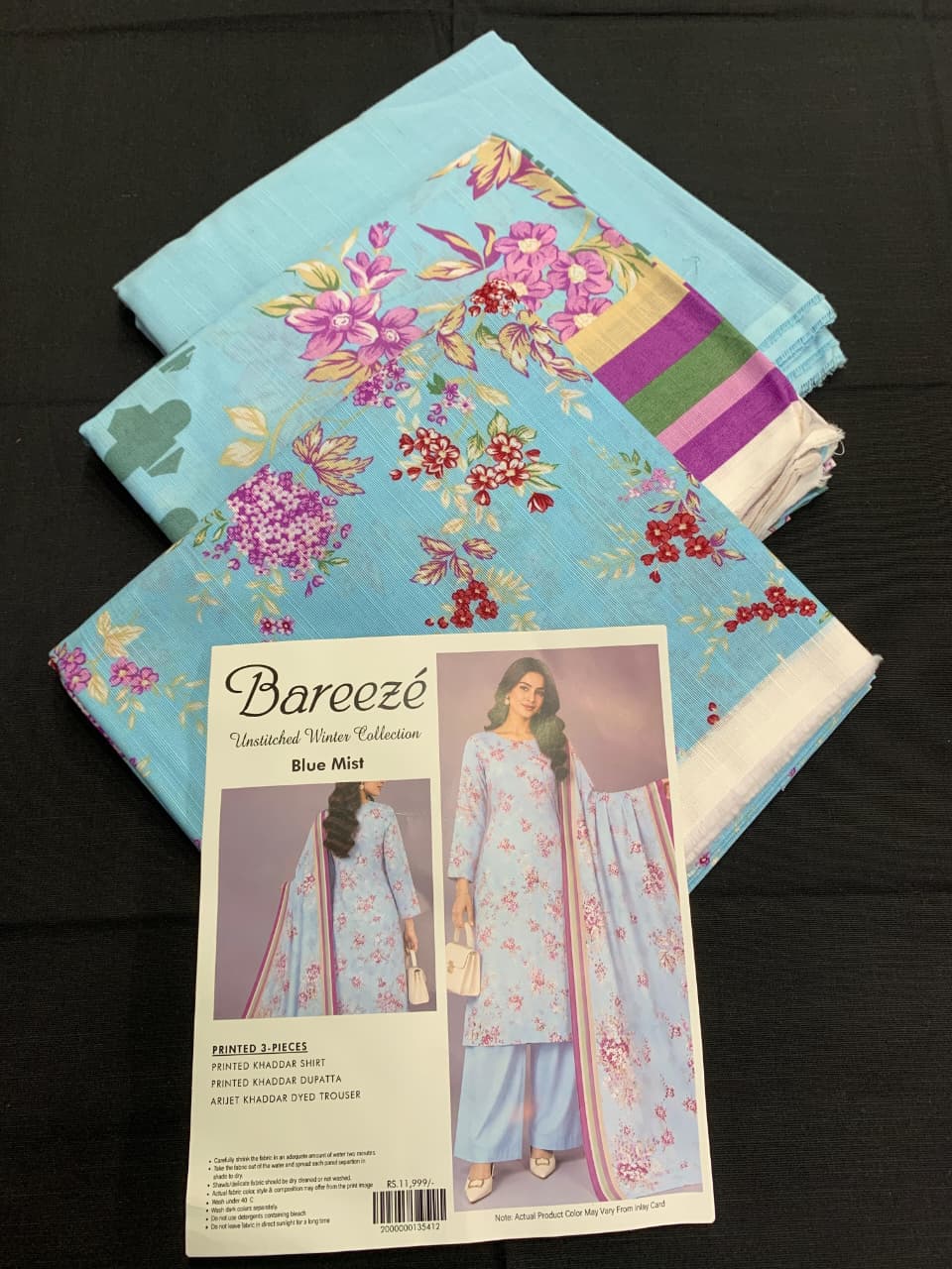 Bareeze Khaddar 3 Piece Unstitched Suit – Printed Collection