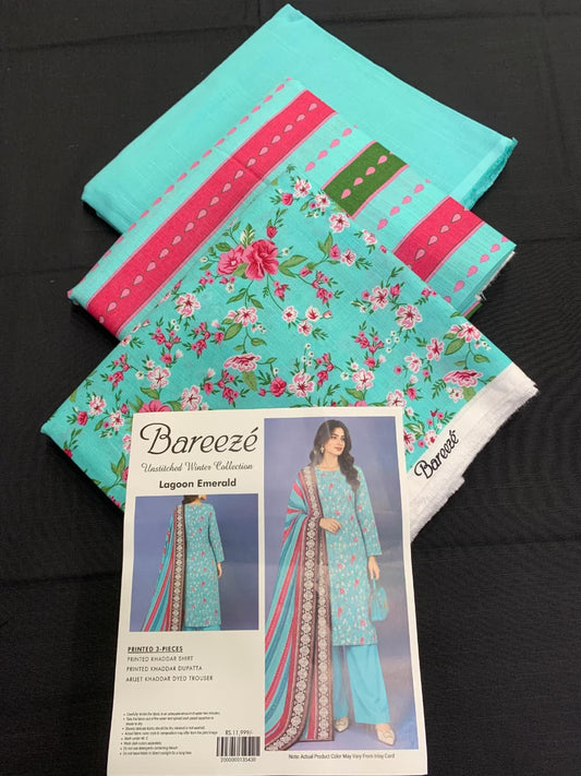 Bareeze Khaddar 3 Piece Unstitched Suit – Printed Collection