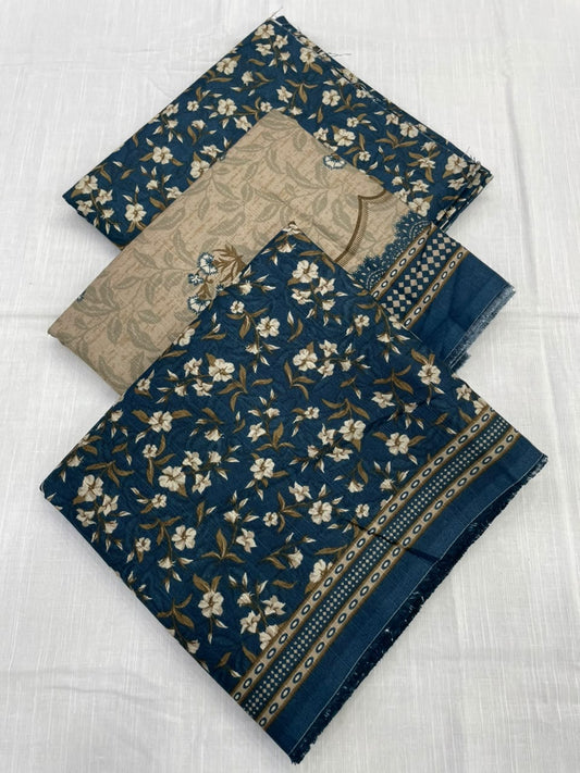 Bin Saeed Khaddar 3 Piece Unstitched Suit – Printed Collection