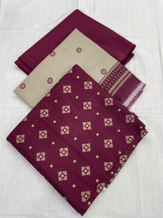 Bin Saeed Khaddar 3 Piece Unstitched Suit – Printed Collection