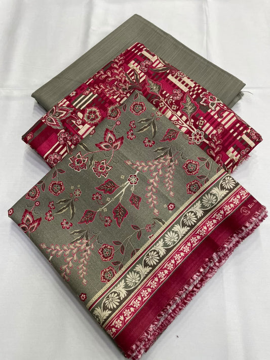 Bin Saeed Khaddar 3 Piece Unstitched Suit – Printed Collection