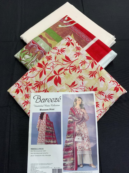 Bareeze Khaddar 3 Piece Unstitched Suit – Printed Collection