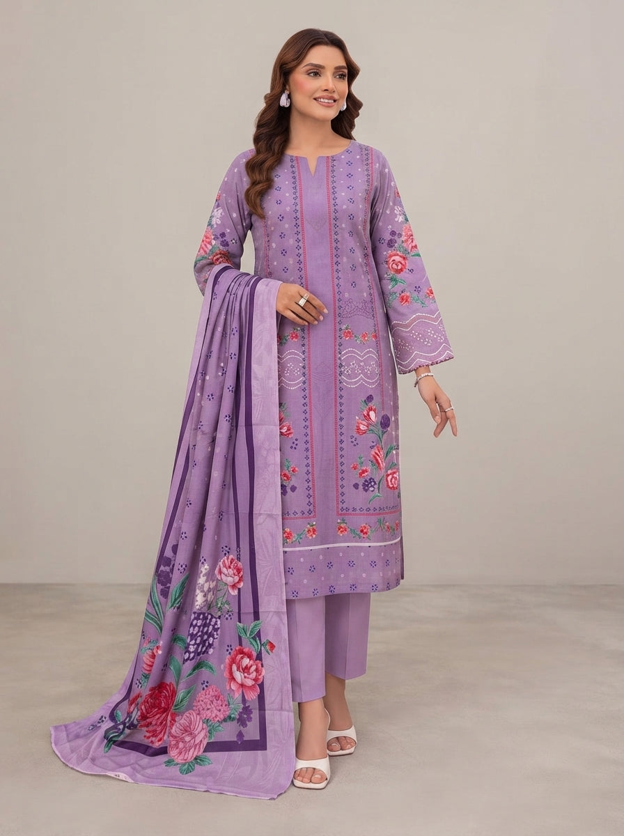 Bonanza Satrangi 3-Piece Digital Print Linen Unstitched Suit