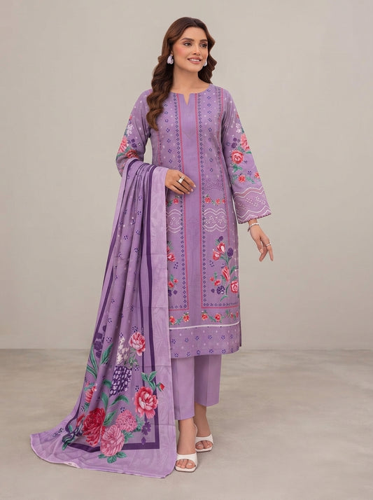 Bonanza Satrangi 3-Piece Digital Print Linen Unstitched Suit