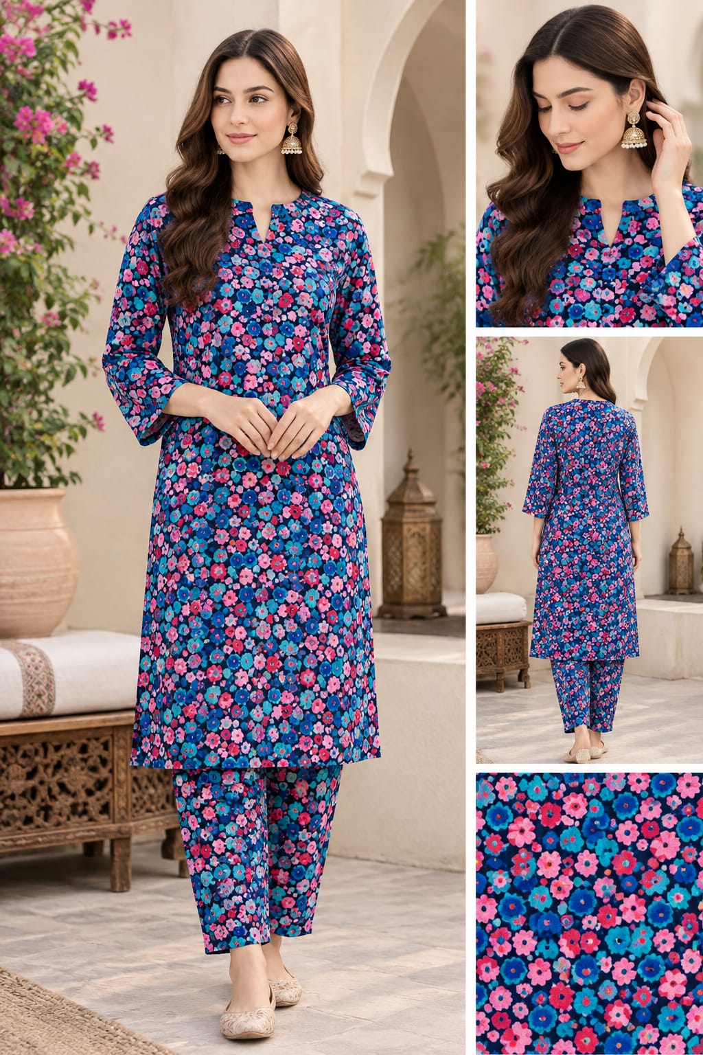 Premium Stone Linen All-Over Printed 2-Piece Suit – Matching Shirt & Trouser