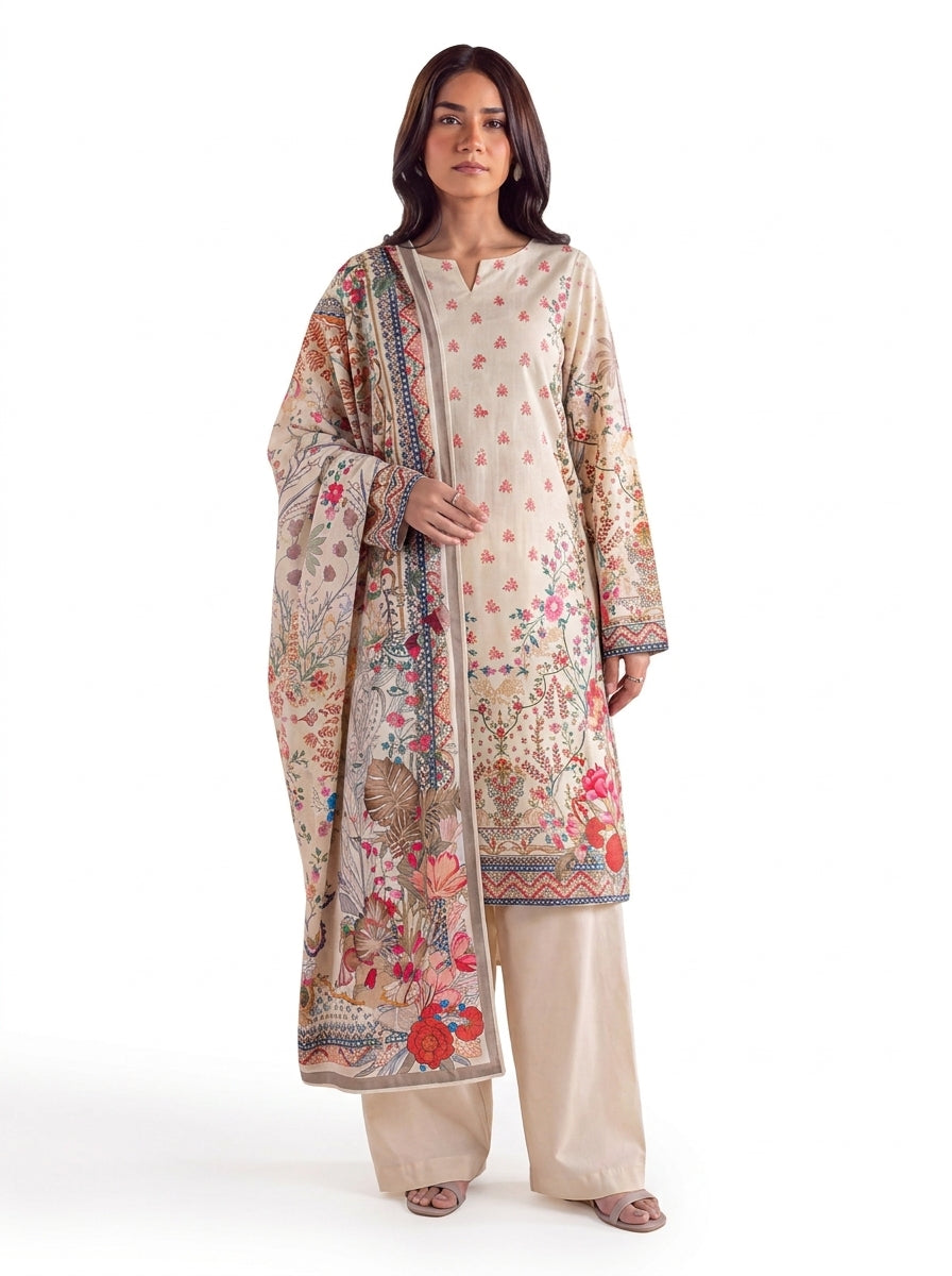 Sana Safinaz 3 Piece Unstitched Linen Suit – Digital Print Collection