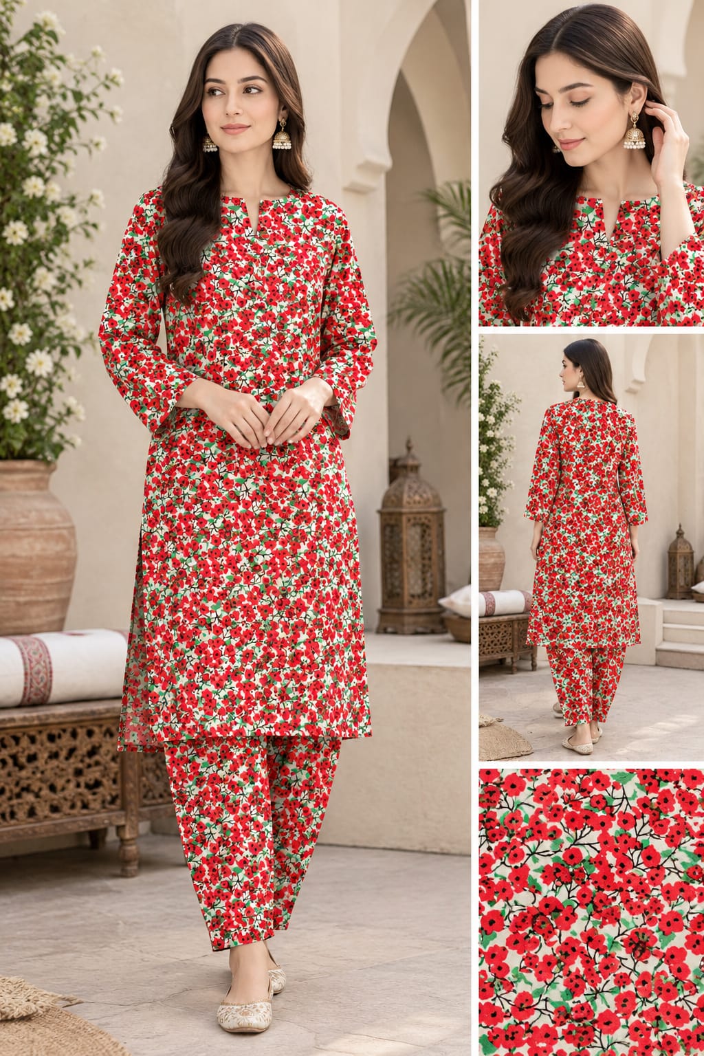 Premium Stone Linen All-Over Printed 2-Piece Suit – Matching Shirt & Trouse