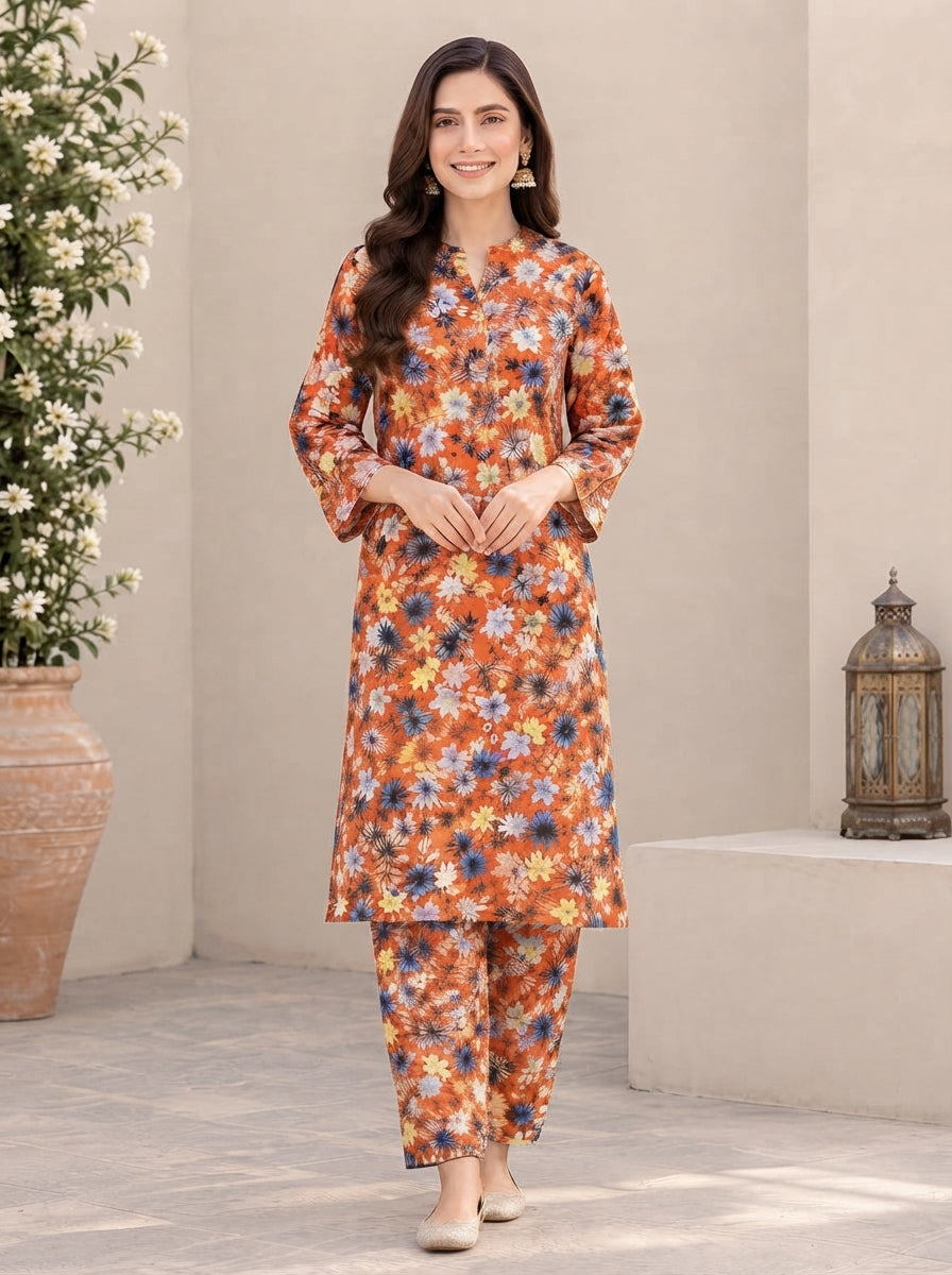 Premium Stone Linen All-Over Printed 2-Piece Suit – Matching Shirt &amp; Trouser