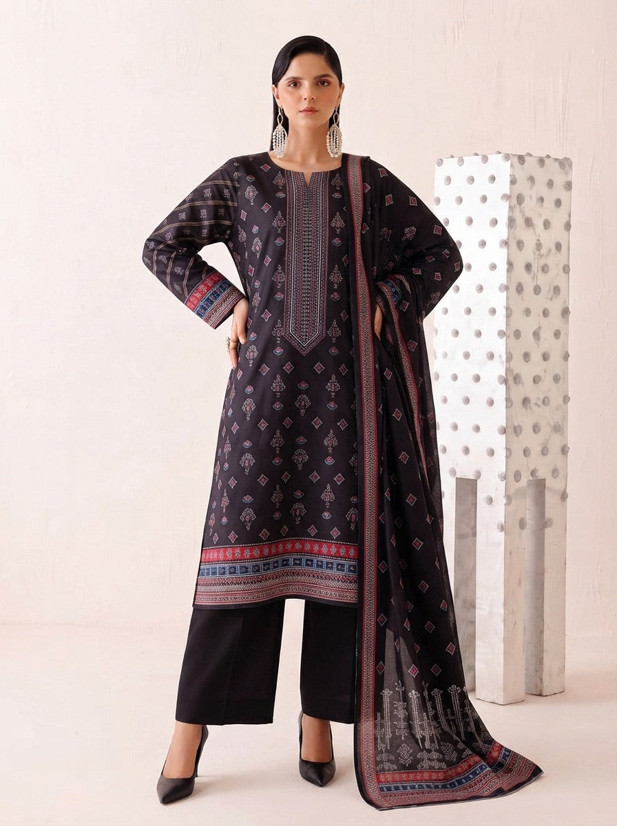 Beechtree 3 Piece Unstitched Dhanak Suit – Digital Print Collection