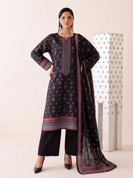 Beechtree 3 Piece Unstitched Dhanak Suit – Digital Print Collection