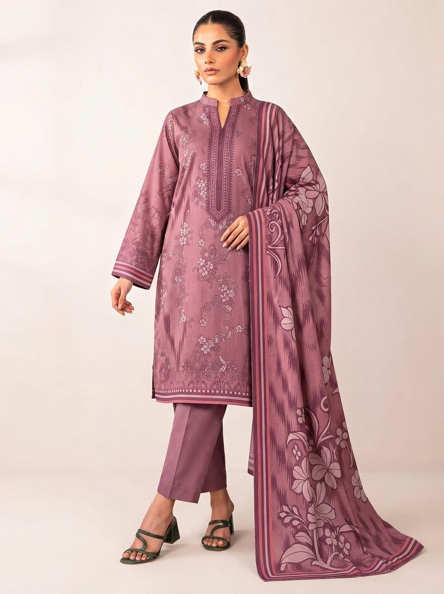 J. 3 Piece Unstitched Dhanak Suit – Digital Print Collection