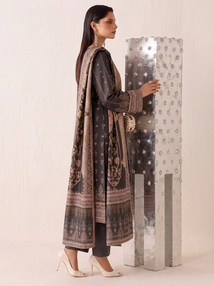 Beechtree 3 Piece Unstitched Dhanak Suit – Digital Print Collection