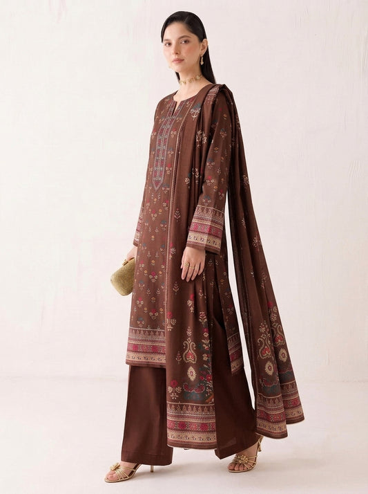 Beechtree 3 Piece Unstitched Dhanak Suit – Digital Print Collection