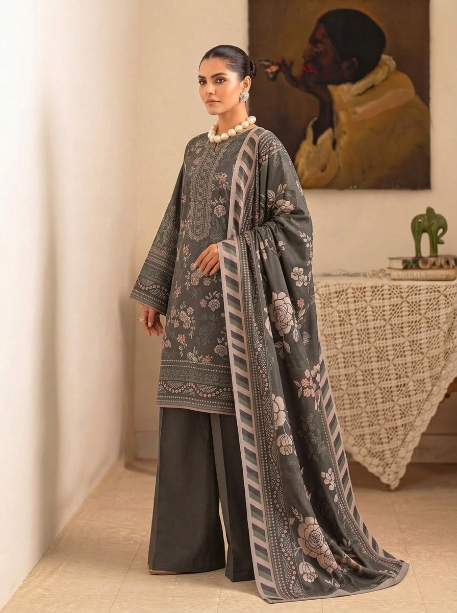 J. 3 Piece Unstitched Dhanak Suit – Digital Print Collection