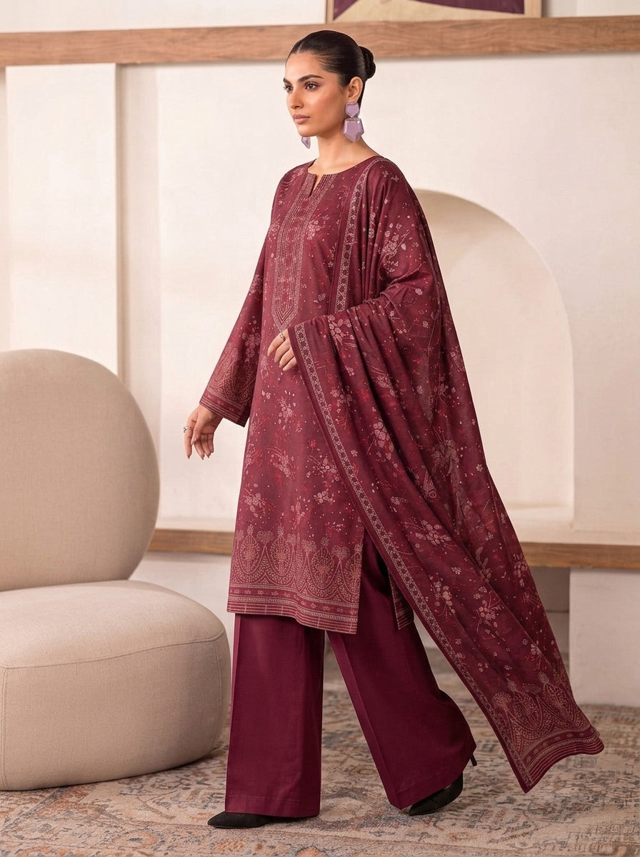 J. 3 Piece Unstitched Dhanak Suit – Digital Print Collection