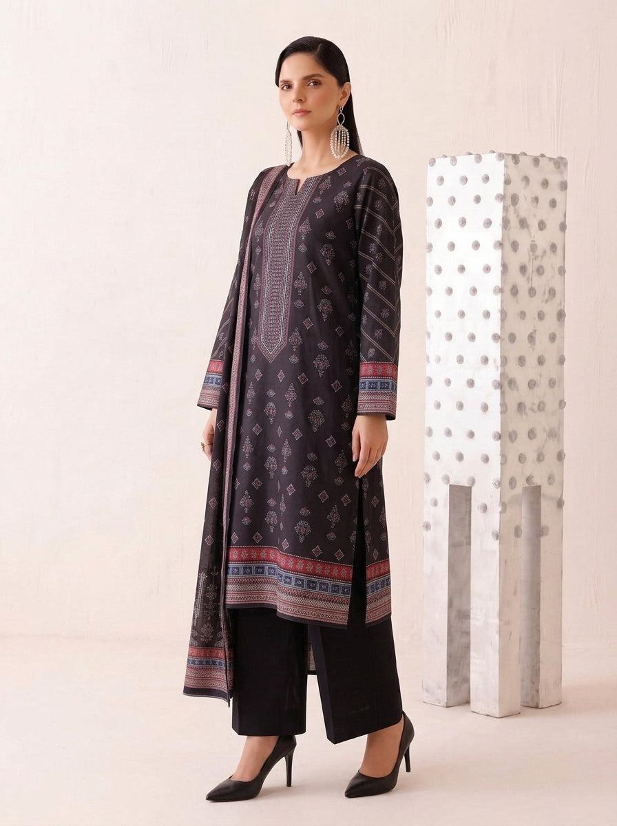 Beechtree 3 Piece Unstitched Dhanak Suit – Digital Print Collection